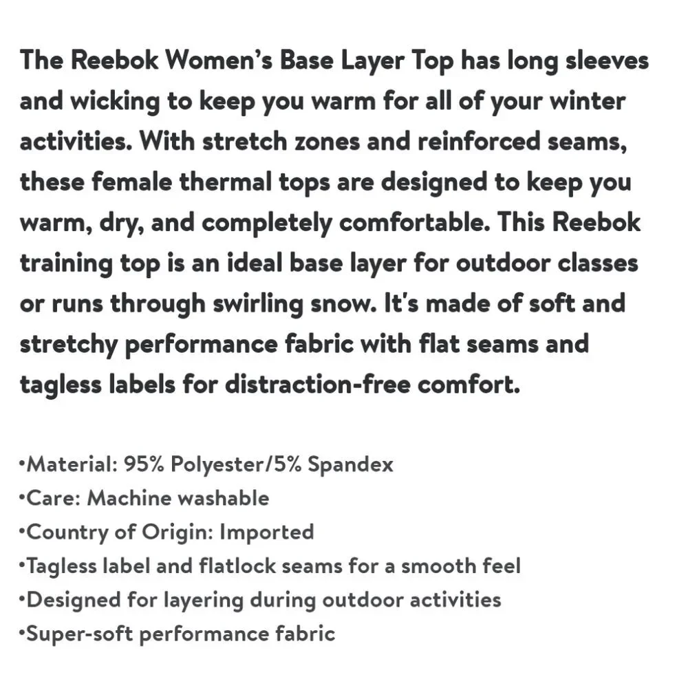 Reebok Women's Base Layer Top, 1 Pack, Size S - Picture 6 of 6